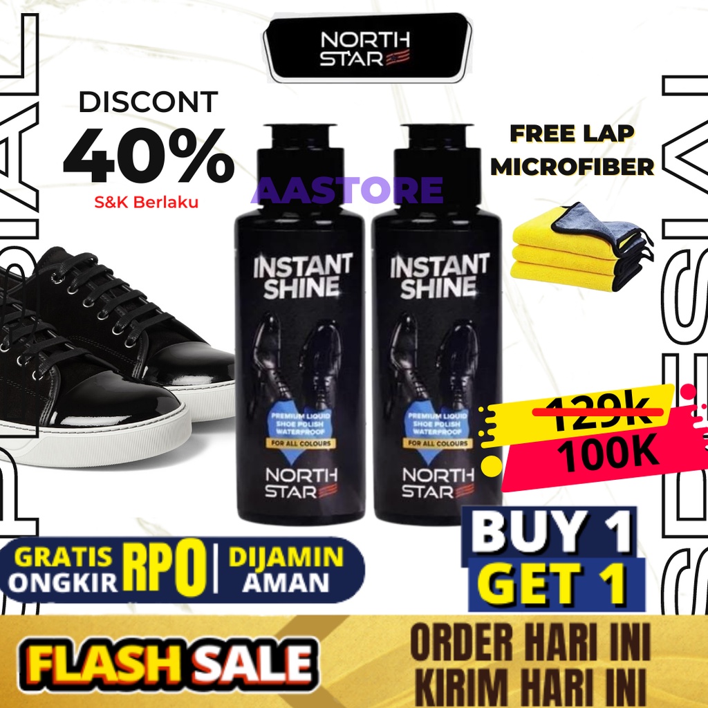 North star Instant Shine Premium Liquid 100% Original semir perawatan sepatu peria wanita