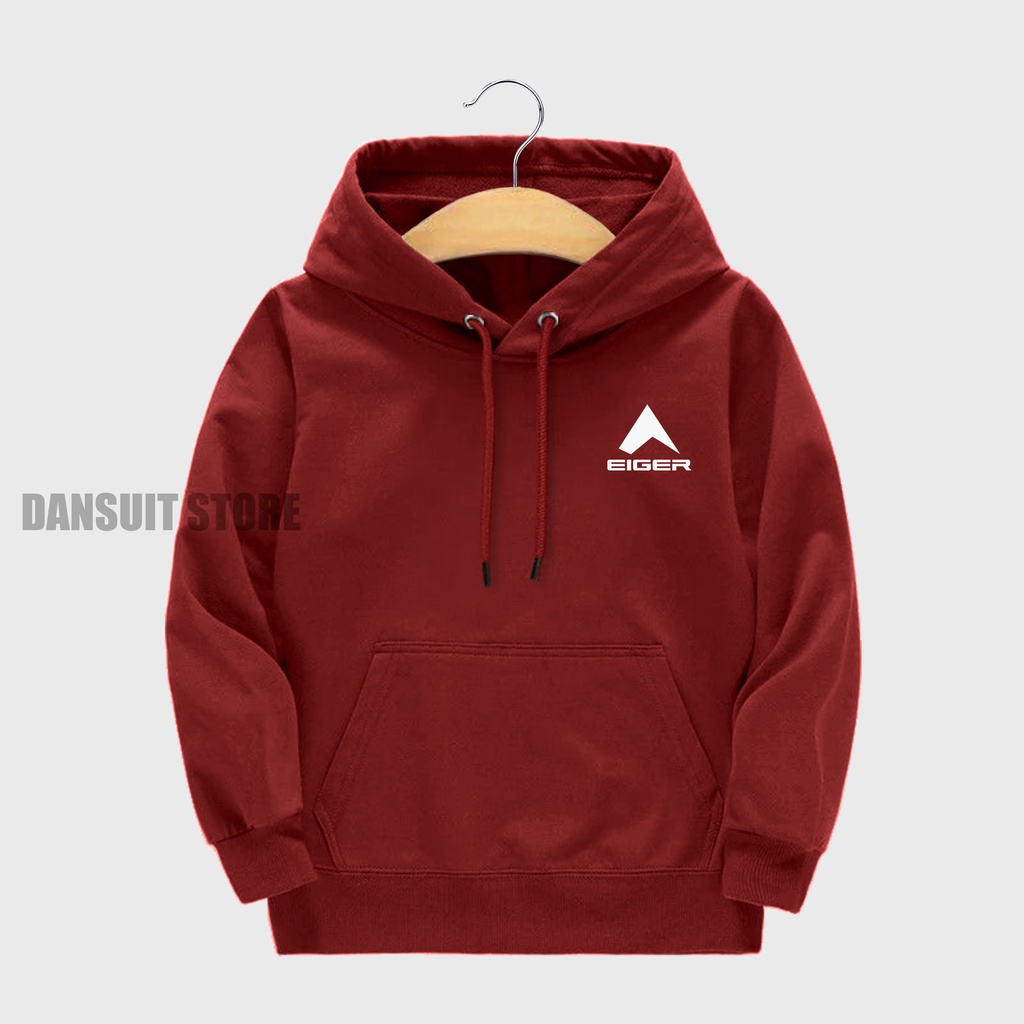 Sweater Hoodie Anak Laki-laki/Perempuan Usia 4-13 Tahun Hoodie Anak Motif Logo EIGER Bahan Tebal Premium