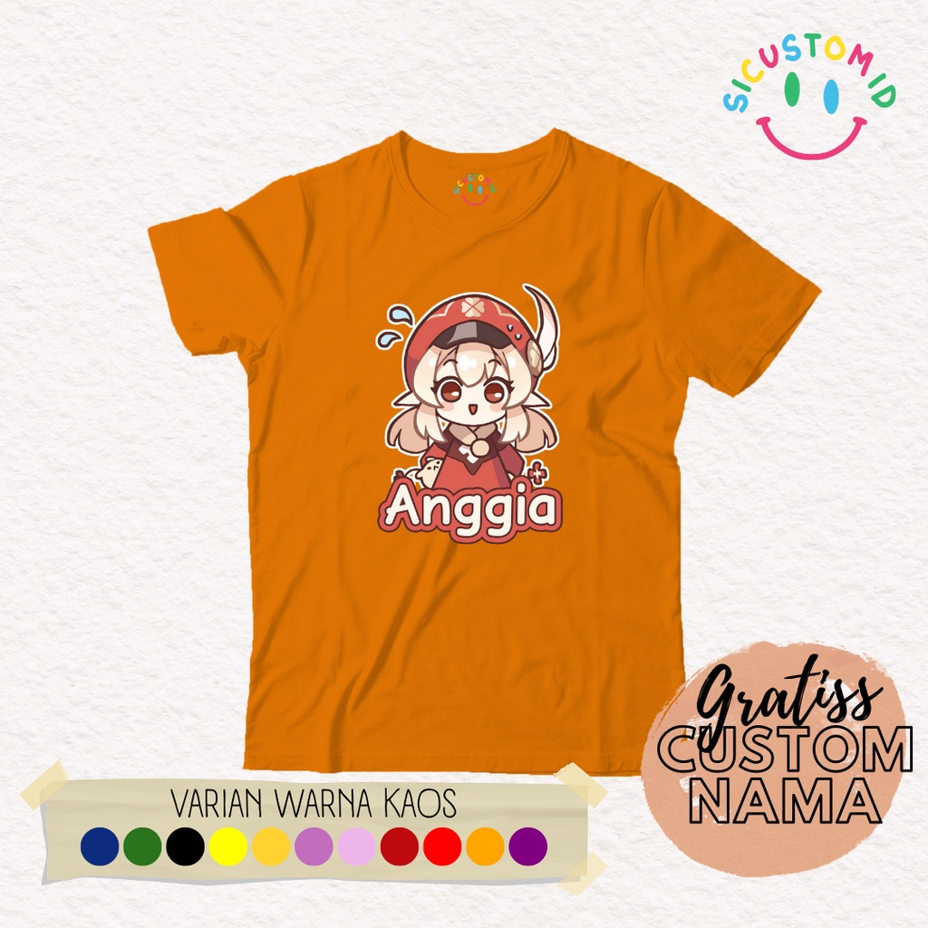 TERLARIS BAJU KAOS ANAK TANGAN PENDEK CUSTOM NAMA KARAKTER GAME GENSHIN IMPACT KLEE