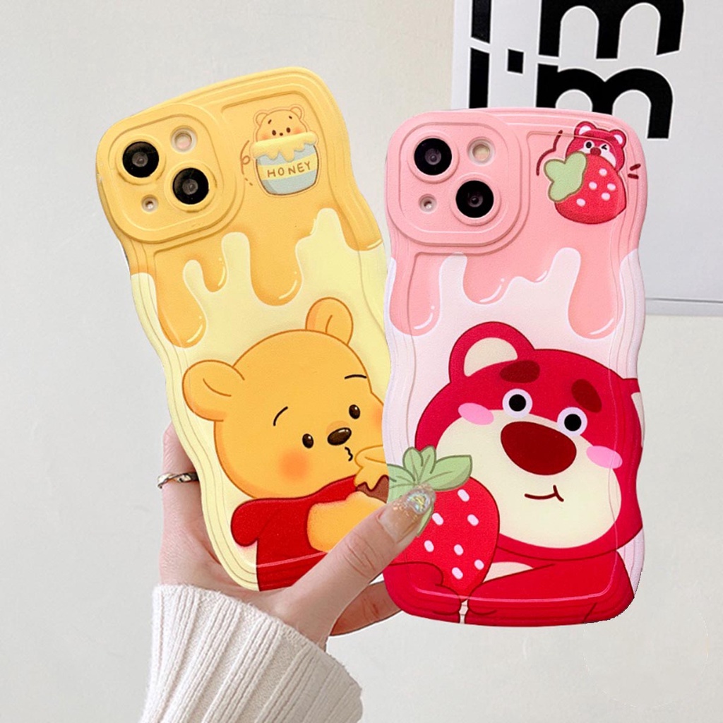 CASE FOR OPPO A3S A5S C1 A16 A15 A5 A9 2020 A53 A54 A33 A55 A16 A17 A7 A12 A11K A92 A52 A96 A76 9i A57 A77S  A1K WAVY CURLY POOH LOTSO