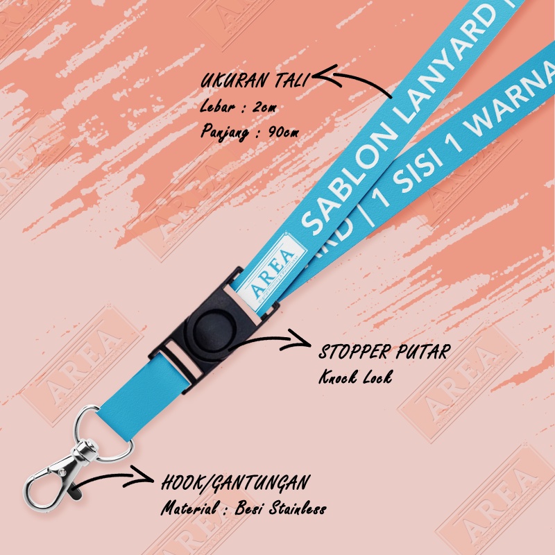 

lanyard Sablon 1 Warna 1 Sisi Custome/Lanyard Biru Tosca Sablon Custome