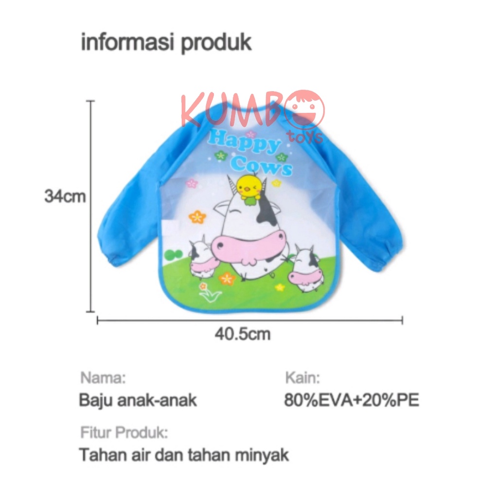 Celemek Baju Anak Apron Masak dan Melukis Karakter Lucu Bib Anti Air EVA