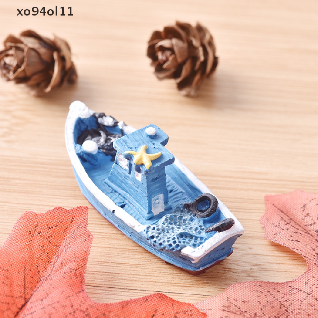 Xo Pop 1 Pcs Yacht Kapal Kapal Nelayan Miniatur Peri Taman Rumah Rumah Kerajinan Micro Lansekap Dekorasi DIY Aksesoris OL