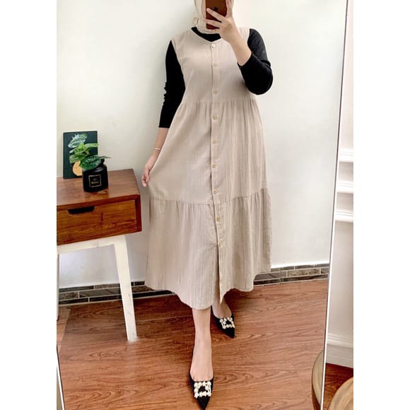 CASHA - ZEC OOTD WANITA DRESS VENC / Calista Midi Dress CRINCLE / Midi Dress Wanita Model Lekbong / 
