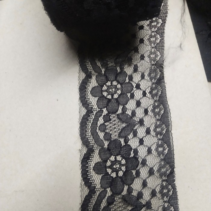 Renda air renda brukat renda kembang - Hitam