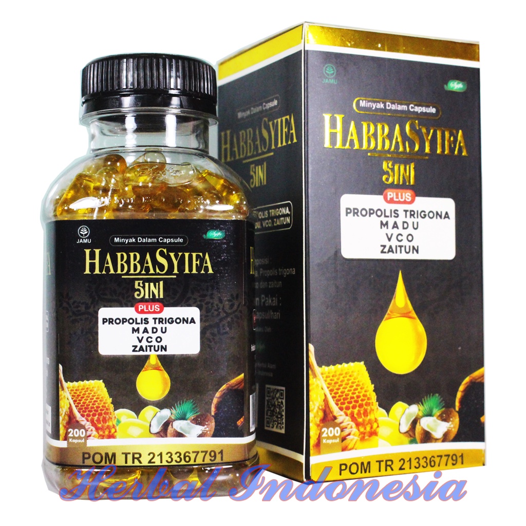 Kapsul Minyak Habbatussauda Habbasyifa 5 in 1 Isi 200 - Habbasyi Plus propolis trigona, madu, vco, zaitun