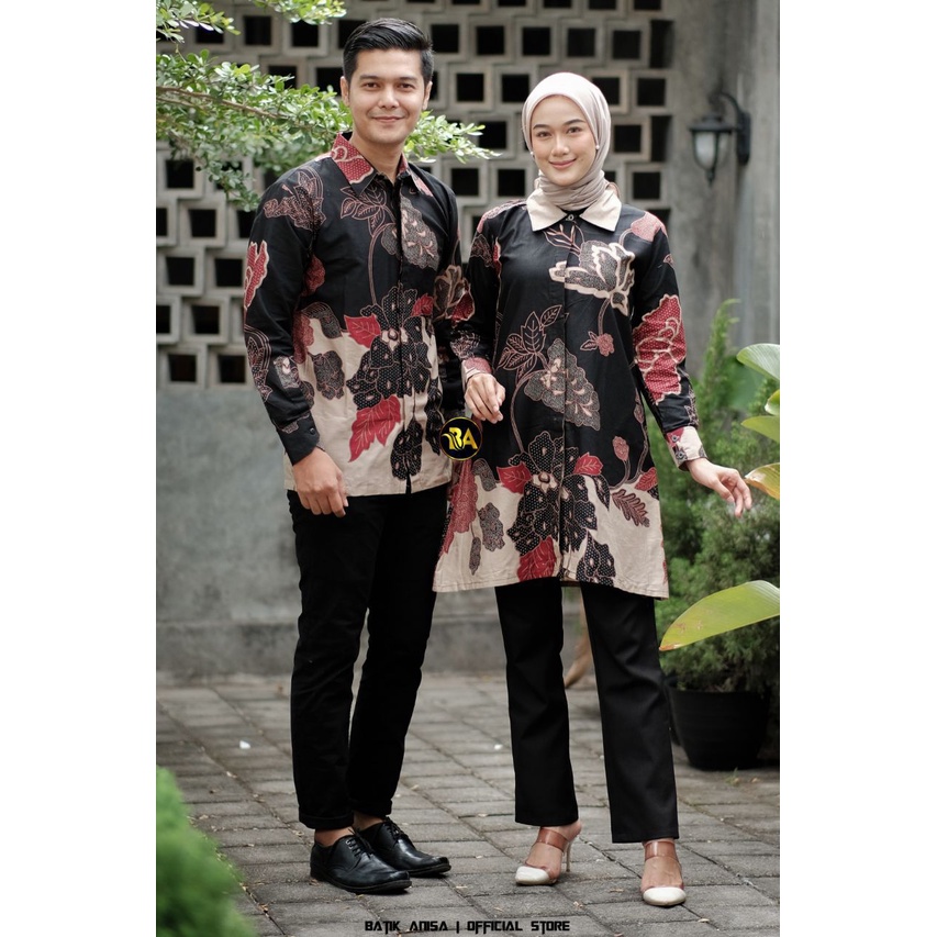 KEMEJA HEM BATIK COUPEL TUNIK M L XL XXL MOTIF MAWAR