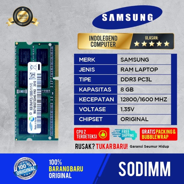 Ram Samsung Sodim Ddr3L 8Gb Pc12800 1600Mhz