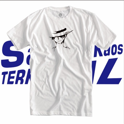 Kaos Luffy Anime One Piece Siluet Monkey D Baju OnePiece Combed 30s - Putih, XS
