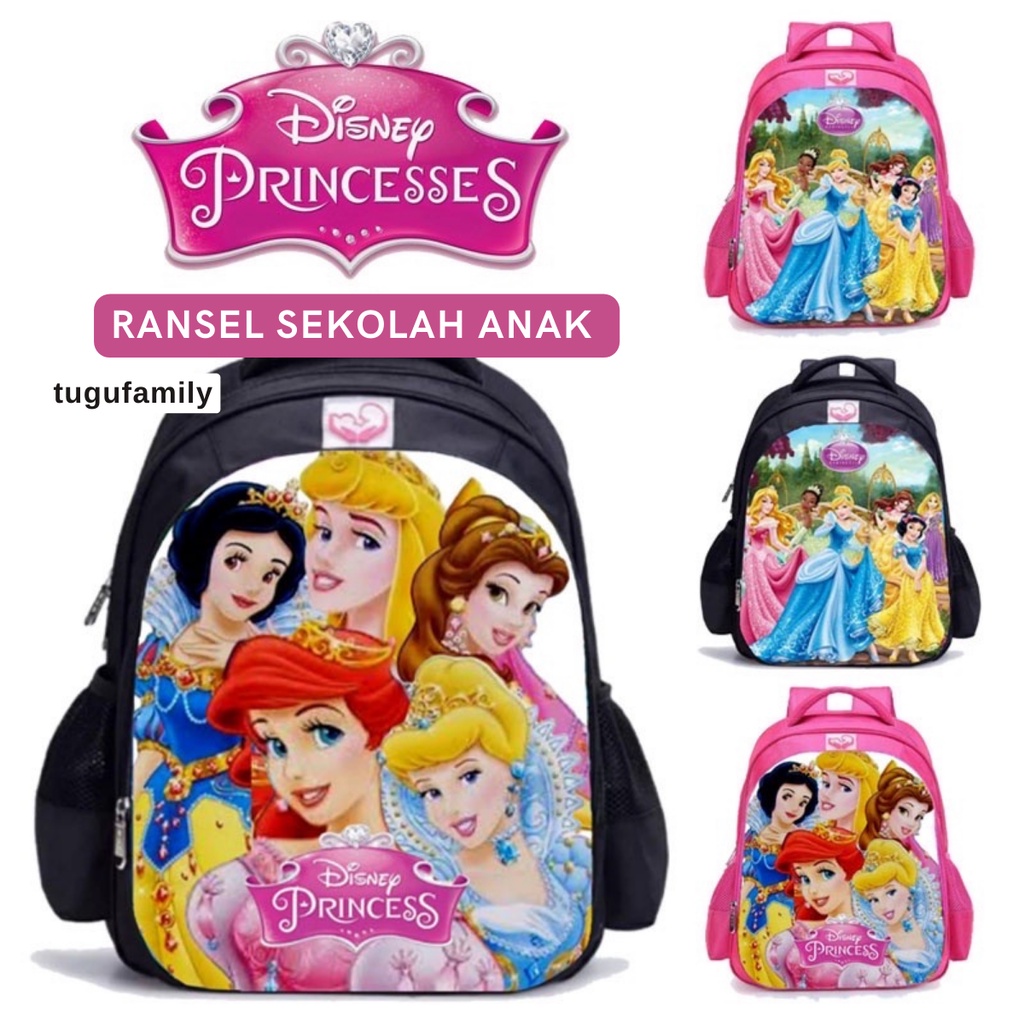 TERBARU RANSEL ANAK MOTIF DISNEP UKURAN 38X13X26 CM - TAS SEKOLAH TK-SD RANSEL ANAK PEREMPUAN KARAKTER TAS PRINCESS IMPORT 3D EMBOSS BAHAN DINIR 300