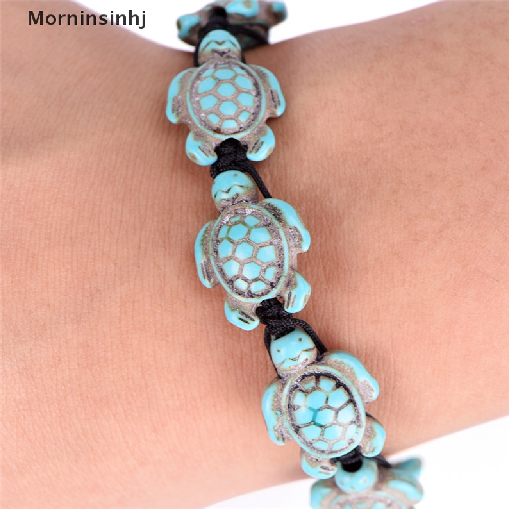 Mornin Vintage Bohemia Bangle Turquoise Turtle Gelang Tali Kepang Adjustable Perhiasan id