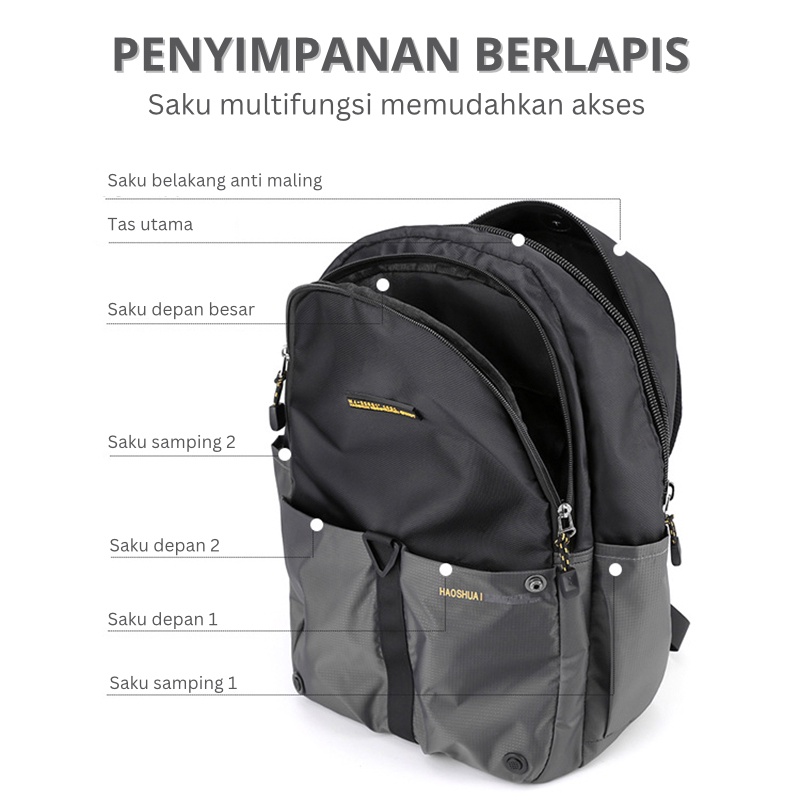 Highland Tas Ransel Pria Daily Backpack Tas Punggung Kasual Sekolah Kuliah Kerja Traveliing Waterproof TR305