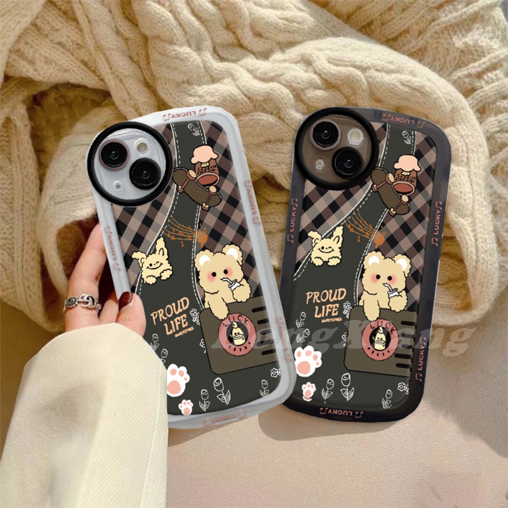 Redmi 10C 10A 9C 9T 9A 10 Redmi Note 11 Pro Note 11S Note 10S Note9S Note8 Pro Note7 Poco M5S M3 Pro X3 NFC Lucky Bear Rabbit Proud Life Kotak-Kotak Shockproof TPU Soft Couple Case DGX