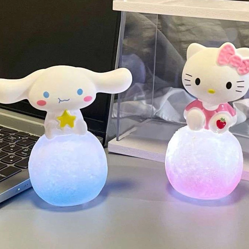 1pc Lucu Lampu Malam Kartun Glow Dekorasi Kue Ornamen Mainan Anak Sanrio Bedside Lamp Hadiah Ulang Tahun Anak