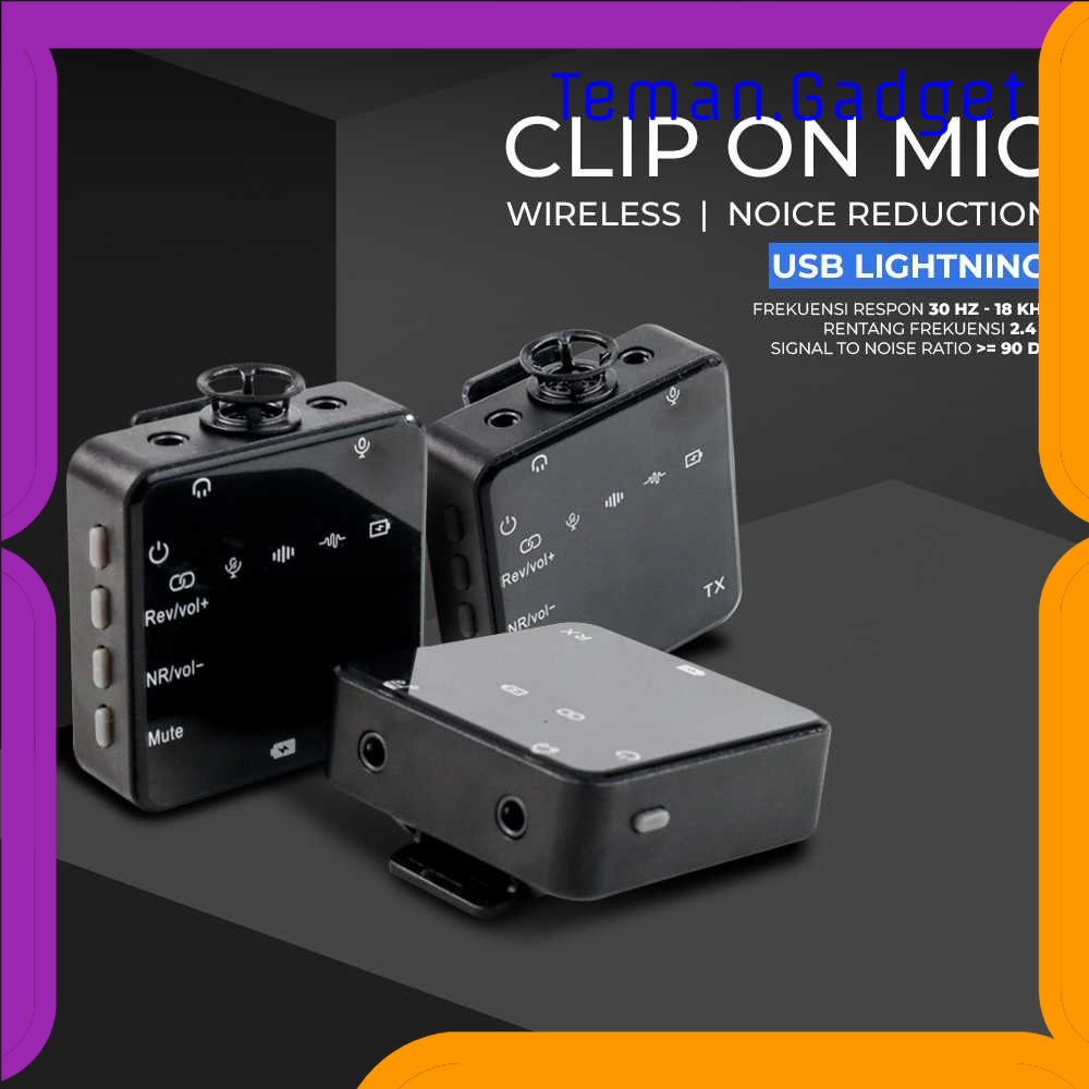 TG - KMR Clip On Mic Wireless Noice Reduction for Vlogging Zoom USB Lightning - K63