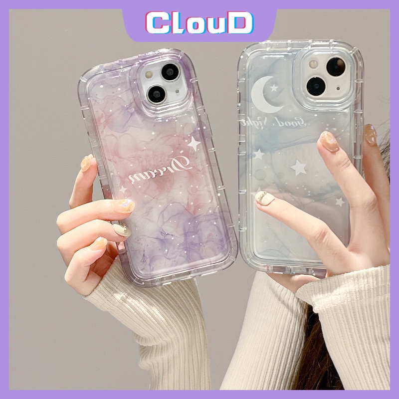 Casing Tpu Lembut Pasangan Bening Kompatibel Untuk iPhone 11 Pro Max7 8 6s 6 Plus 13 11 12 14 Pro Max X XR XS Max Fantasi Langit Berbintang Shockproof Gradiasi Bintang Bulan Penutup Belakang