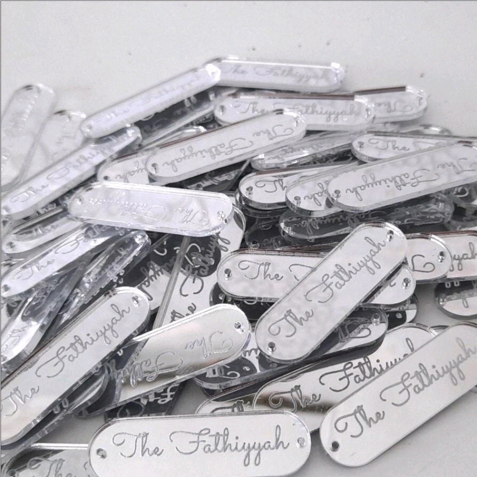 label rebranding branding produk hijab pakaian baju kerudung akrilik custom free desain