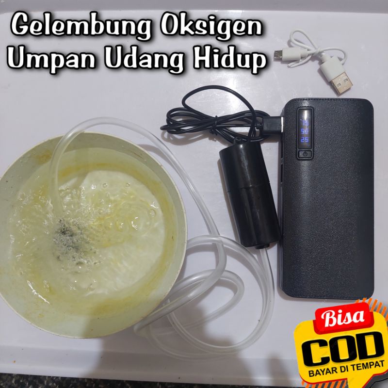 AERATOR USB POMPA gelembung oksigen baterei untuk umpan udang hidup