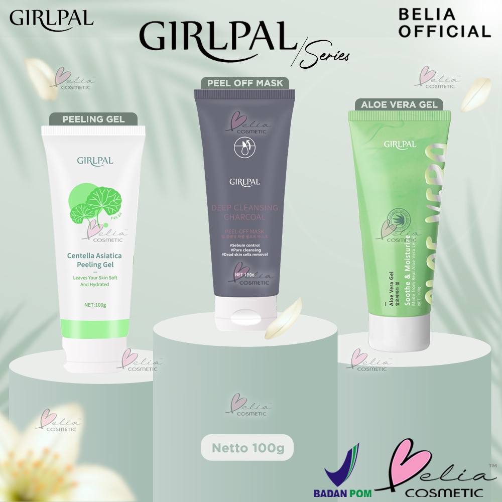 ❤ BELIA ❤ GIRLPAL Aloe Vera Gel 100g | Deep Cleansing Charcoal 100g | Centella Asiatica Peeling Gel 100g | BPOM