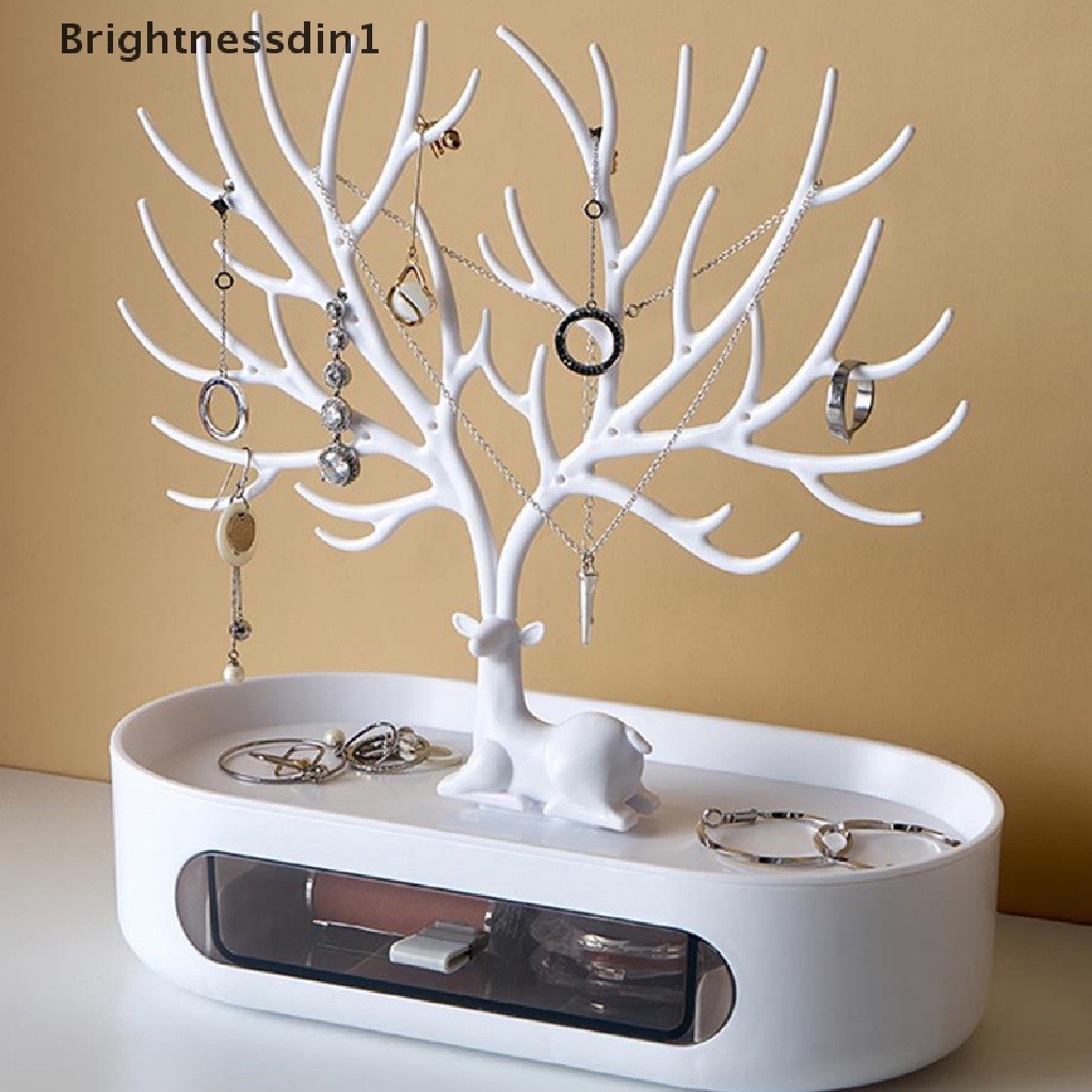 [Brightnessdin1] Deer Anting Kalung Cincin Display Perhiasan Stand Tray Tree Storage Shelves Holder Butik