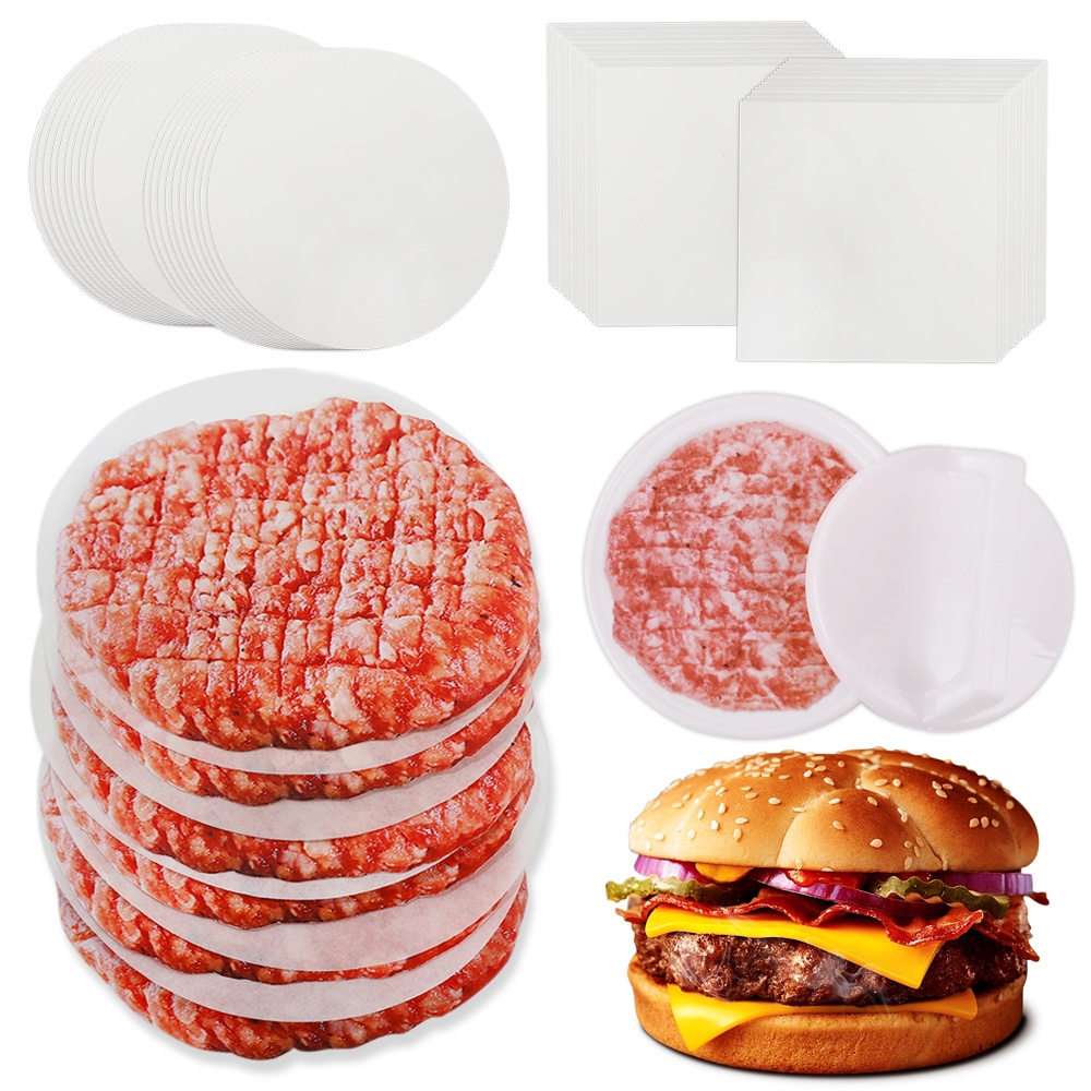 100 Pcs Pack Putih Sekali Pakai Hamburger Patty Separation Pad Round Square Burger Food Pad Kertas Non-stick Kertas Minyak Baking Cookie Oven Perlengkapan Dapur