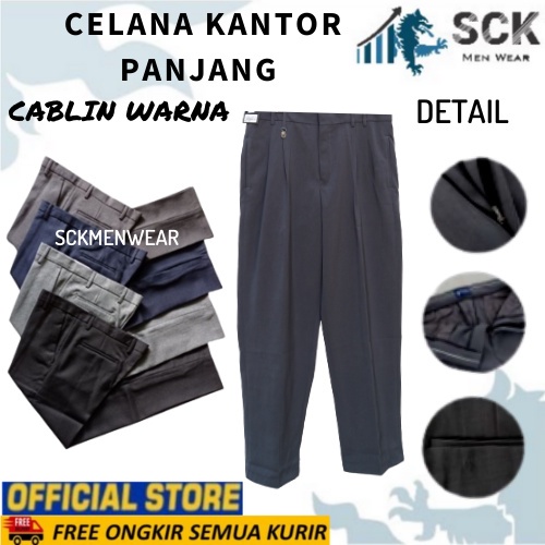 Celana Panjang Kantor Pria CABLIN Pola SLIM Plui WARNA Bahan Katun Basic Formal UKURAN 28-32-SCKMENWEAR.OFFICIAL GROSIR