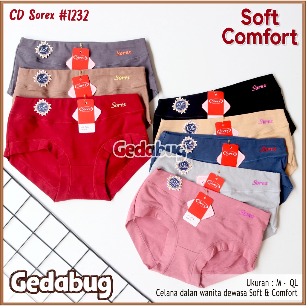 PROMO 6 Pcs - CD Wanita Sorex 1232 Soft &amp; Comfort | Celana dalam wanita dewasa Super lembut | Gedabug