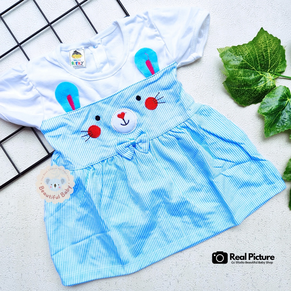 Dress Bayi Perempuan Usia 3-12 BulanMotif Rabbit / Baju Bayi Perempuan  Merk Rifky / Baby.ou