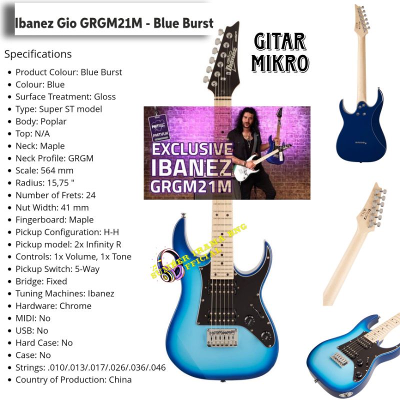 IBANEZ GRGM21M BLT - RG GIO MIKRO 6 STRINGS BLUE BURST