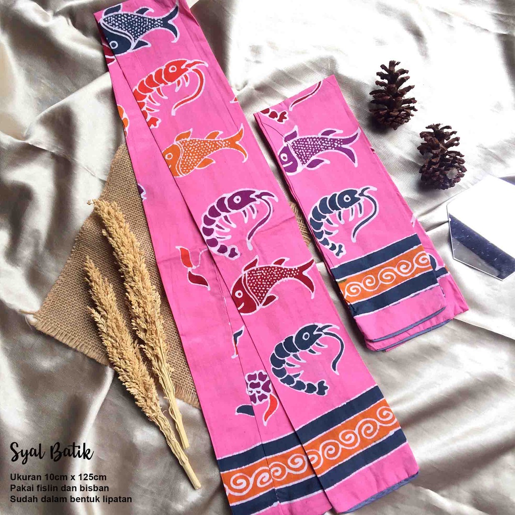 Syal Batik Udang Bandeng -Warna Pink Cantik -Aksesoris Wanita -New Arrivals Syal -Dinas Kota Sidoarj