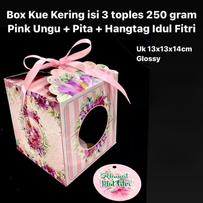 

5 pcs dus kotak ukuran 13 x 13 x 14 cm packaging toples kue kering 250 gr edisi hari raya idul fitri