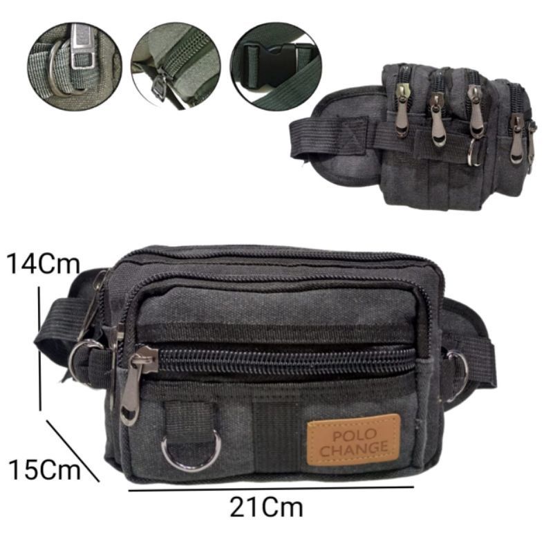 Waistbag - Tas pinggang kanvas pria waistbag