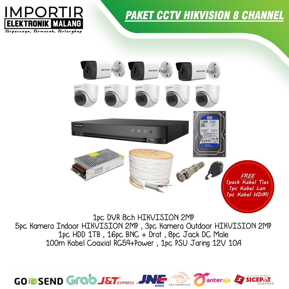 Paket CCTV 8ch HIKVISION 2mp