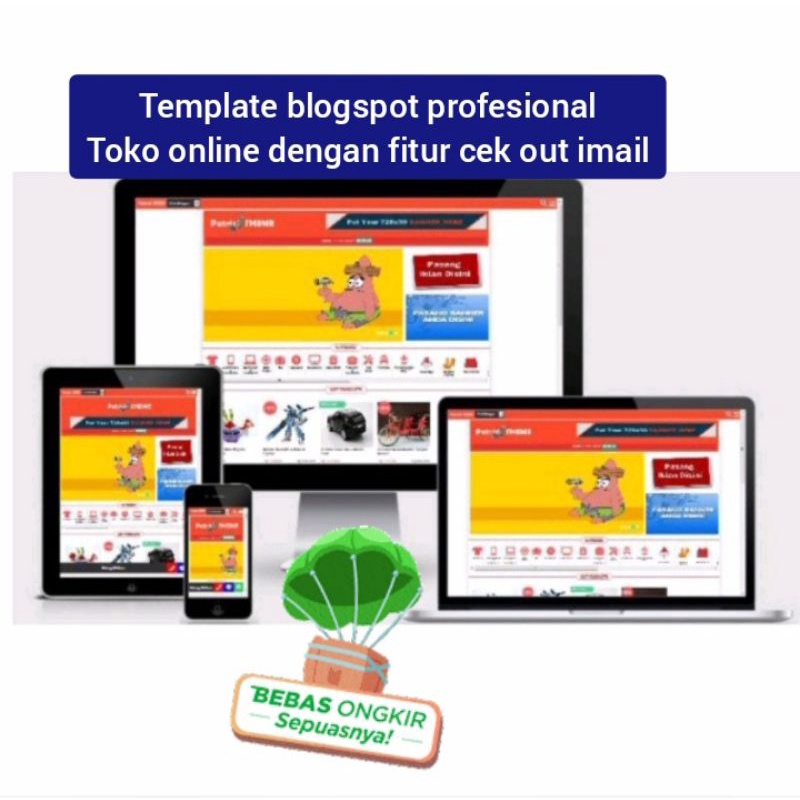 template blogspot premium untuk membuat web situs Toko online profesional dengan fitur cek out imail