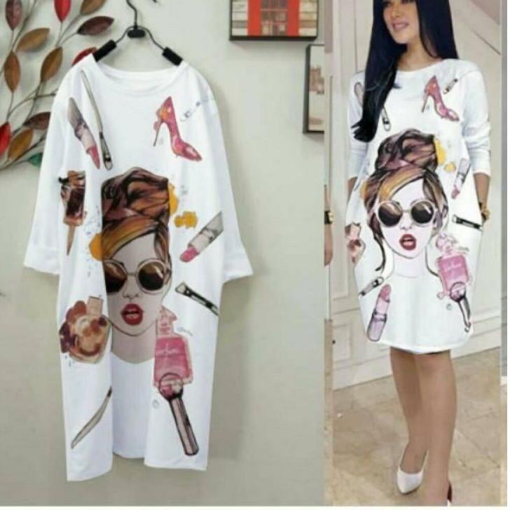 ✻ TUNIK UKURAN JUMBO / TUNIK KAOS JUMBO OVERSIZE / Bunny shop /Dress big size Beauty Putih ▲