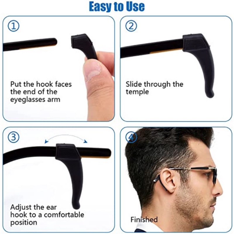 Aksesoris Kacamata Fashion Eyewear Myopia Eye Glasses Silicone Olahraga Anti Slip Pegangan Tetap Temple Tip Holder Anti Slip Ear Hook Aksesoris Kacamata Kacamata