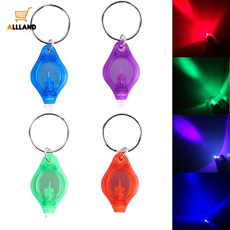 Lampu Gantungan Kunci Plastik LED Mini Tenaga Baterai Portabel/Senter UV Multifungsi Dengan Gantungan Kunci/Obor Kecil Bercahaya Warna-Warni Luar Ruangan