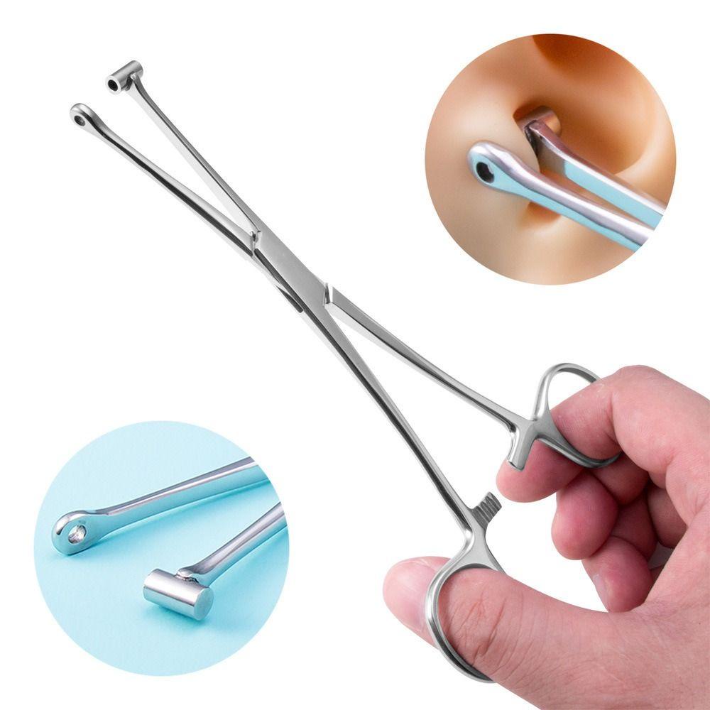 Nickolas1 Penjepit Tindik Stainless Steel Untuk Stud Telinga Untuk Hidung Stud Alat Tindik Tindik Tindik Tubuh Bulat Terbuka Forceps Jarum Pinset Open Triangle Forceps