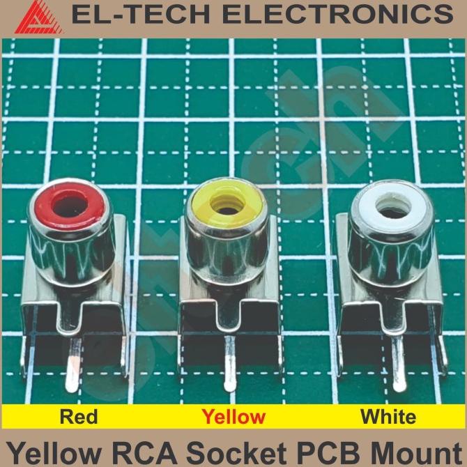 (10 pcs) RCA Socket Soket PCB Mount Right Angle Siku Female Yellow Kuning elt3ch Murah