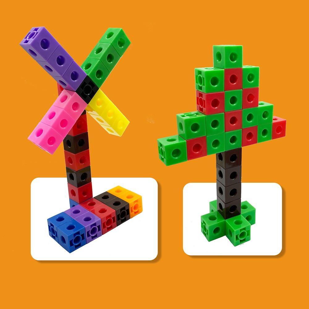 SKJK   Montessori Math Mainan Kreatif 10warna Anak Cowok Hadiah Susun Blok Merakit Mainan Rainbow Link Kubus 3D Puzzle Edukasi Permainan Susun Aktivitas Kartu Set