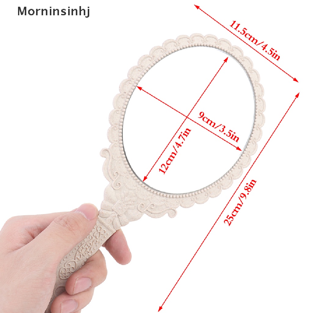 Mornin Vintage Ukir Handheld Vanity Mirror Cermin Rias Tangan Gagang Cermin Kosmetik id