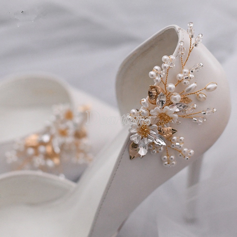 Aksesoris Pernikahan Pengantin Dilepas Mutiara Bunga Sepatu Bunga Alloy Shoe Buckle Shoe Decoration