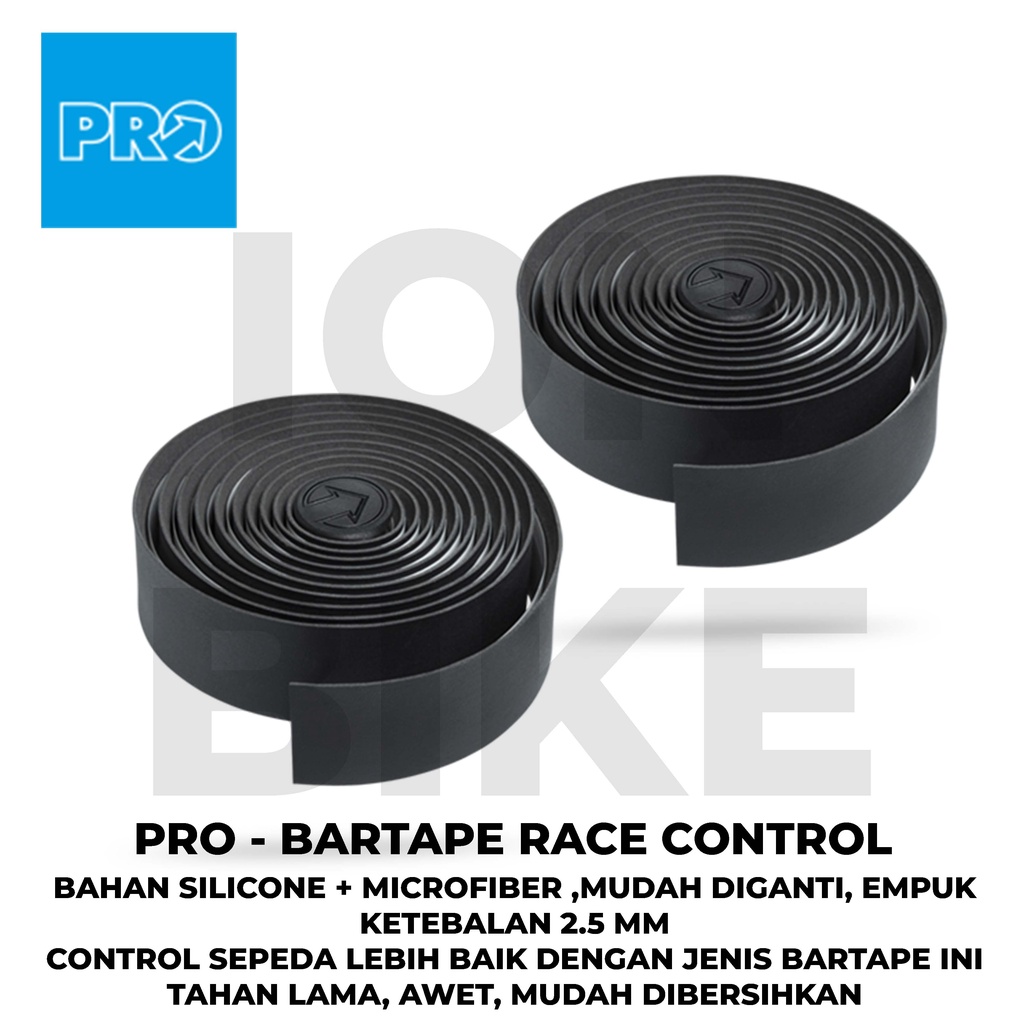 Bartape PRO Race Control Black Tebal Empuk Bar Tape PRO Silicone Pembungkus Stand Handlebar Pelapis 
