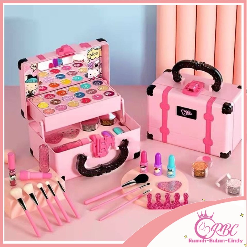 【Dengan Kosmetik】32Pcs Mainan Kosmetik Kecantikan Anak Kasus Peralatan Tidak Beracun Kotak Make Up Set untuk Gadis Ulang Tahun Hadiah Set Riasan Mainan Anak Makeup Tas Mainan