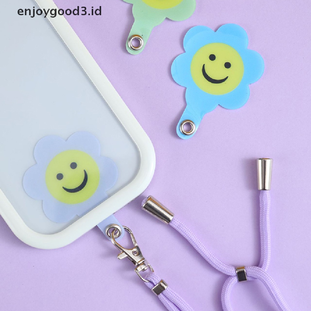 【 Rready Stock 】 Universal Mobile Phone Cute Smiley Face Fixed Connection Gasket Mobile Phone Lanyard Card Gasket Phone Hanging Cord Accessories （ ID ）