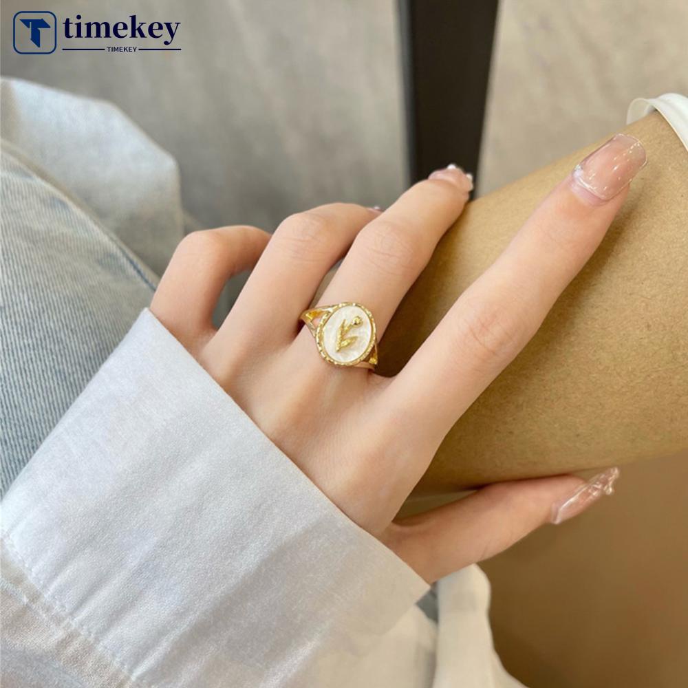 Timekey Retro Niche Emas Tulip Bunga Cincin Fashion Pembukaan Adjustable Alloy Cincin Wanita Perhiasan Aksesori N9T2