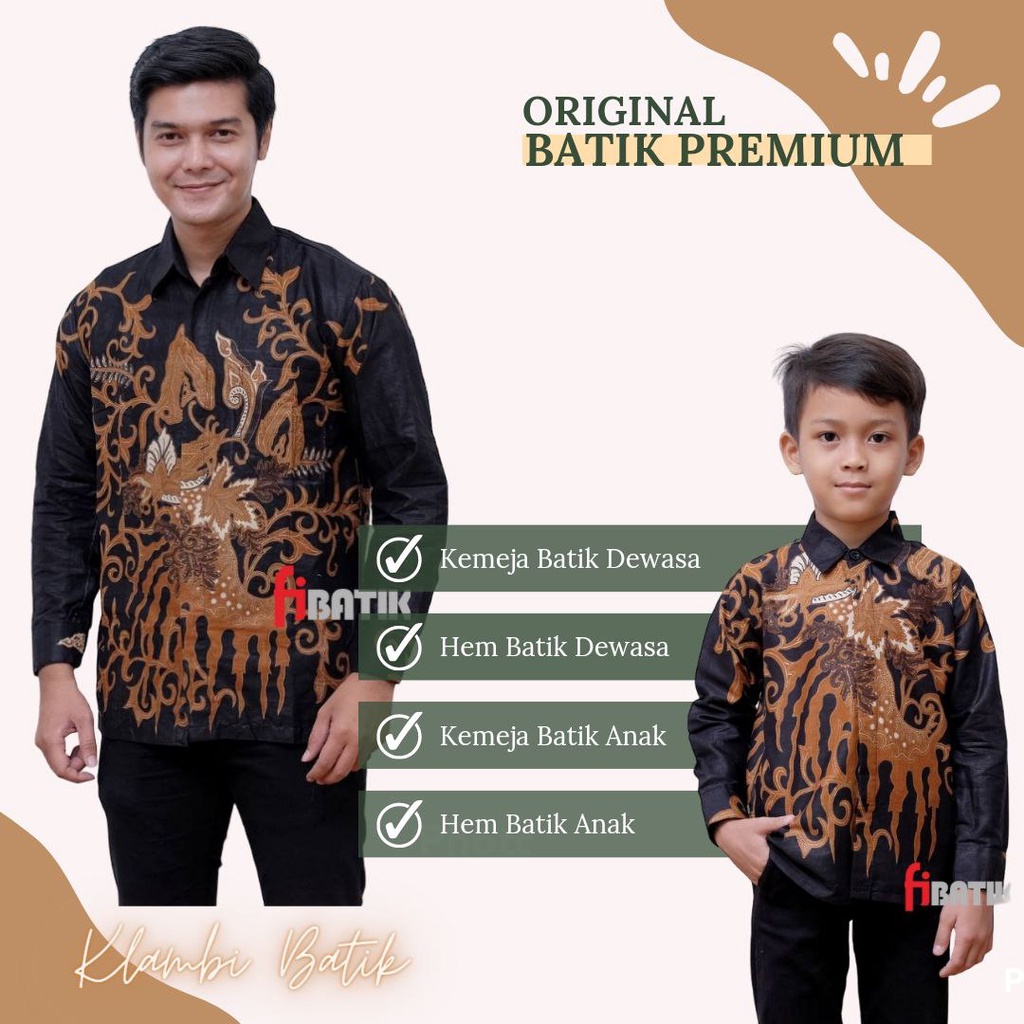 Kemeja Batik Pria Lengan Panjang Couple Batik Ayah Anak Usia 2-12 Tahun