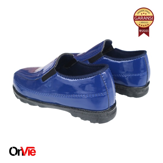 Sepatu Pantofel Anak Laki-Laki SD Glossy Biru Hitam Putih | Sepatu Formal dan Pesta Onvie