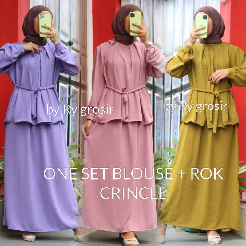 SETELAN BLOUSE+ ROK CRINCLE