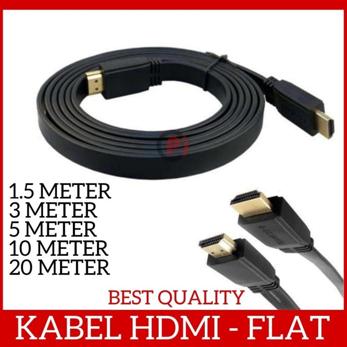 Kabel HDMI Model Flat High Speed Quality Gold Plated Ver 1.4 Panjang